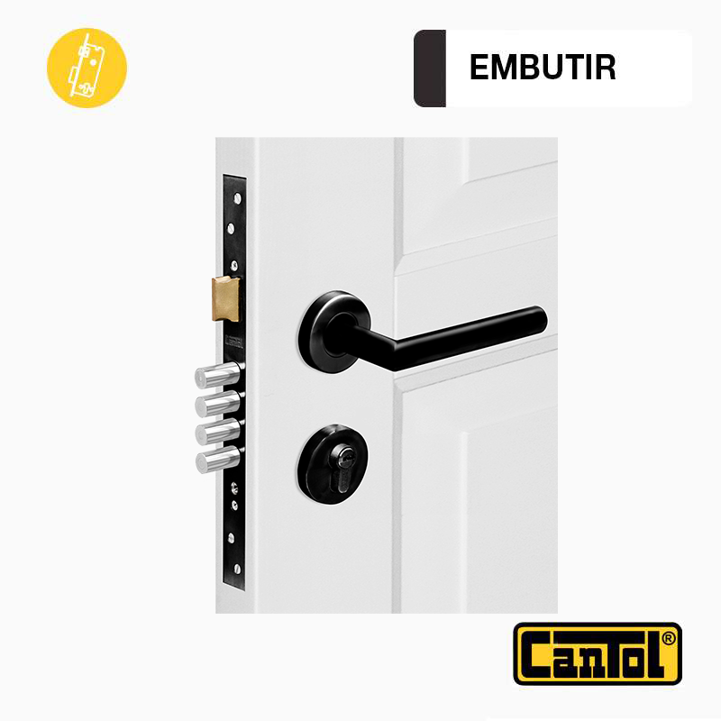 CERRADURA EMBUTIR NEGRO MATE STANDAR CANTOL