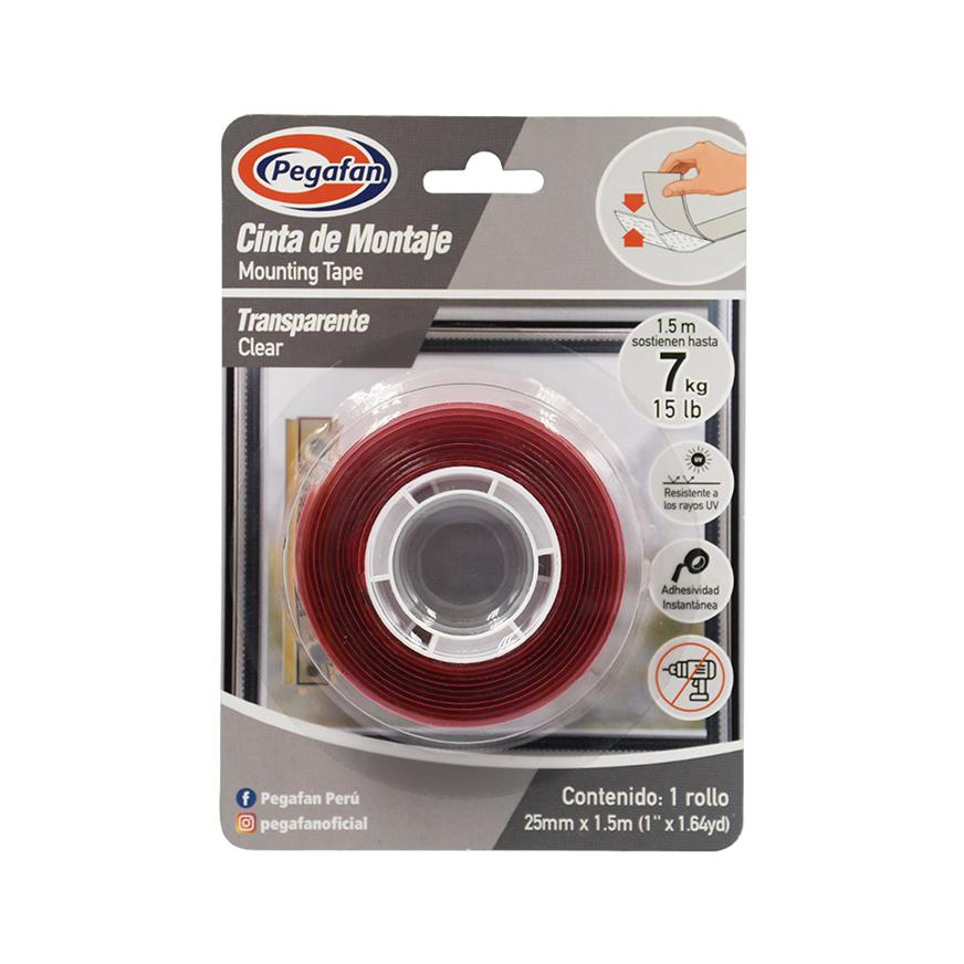 CINTA DOBLE CONTACTO 25MMX1.5M TRANSPTE PEGAFAN