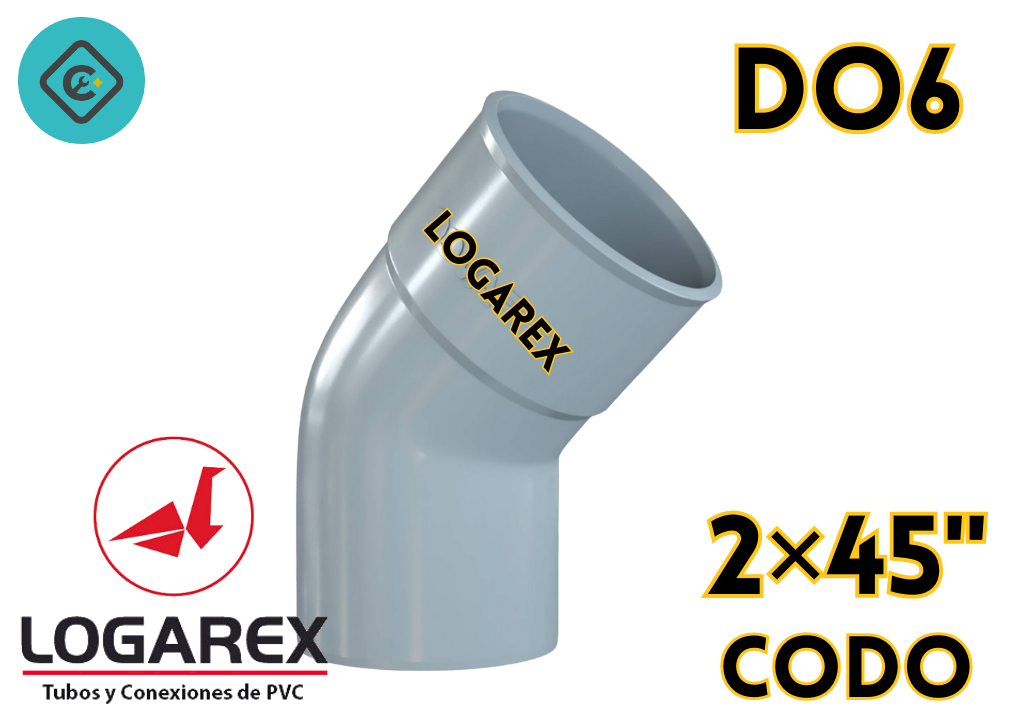CODO 2X45 DESAGUE LOGAREZ