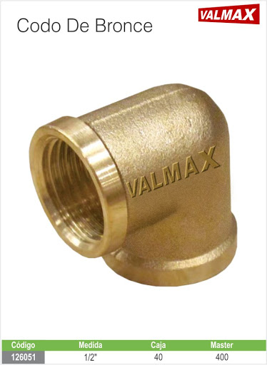 CODO BRONCE 1/2 LIVIANO VALMAX