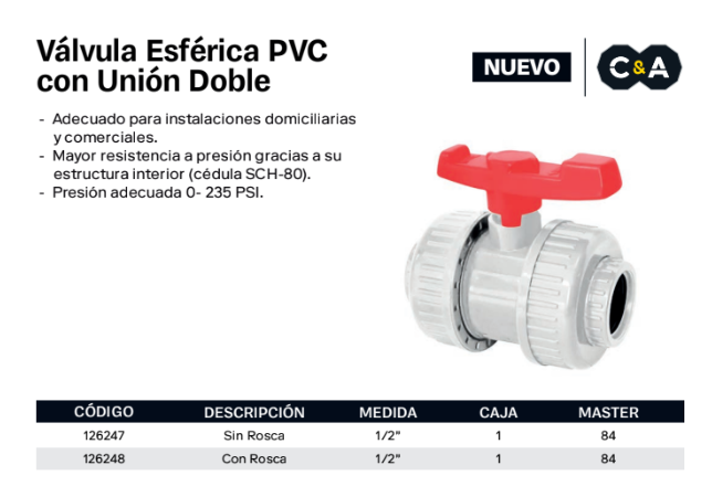 LLAVE DE PASO C/UNIVERSAL 1/2 C&A