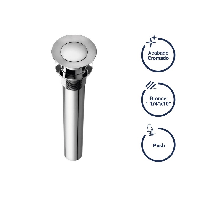 DESAGUE VAINSA PARA LAVATORIO C/REBOSE 1.1/4'' X 10'' PUSH 22607000