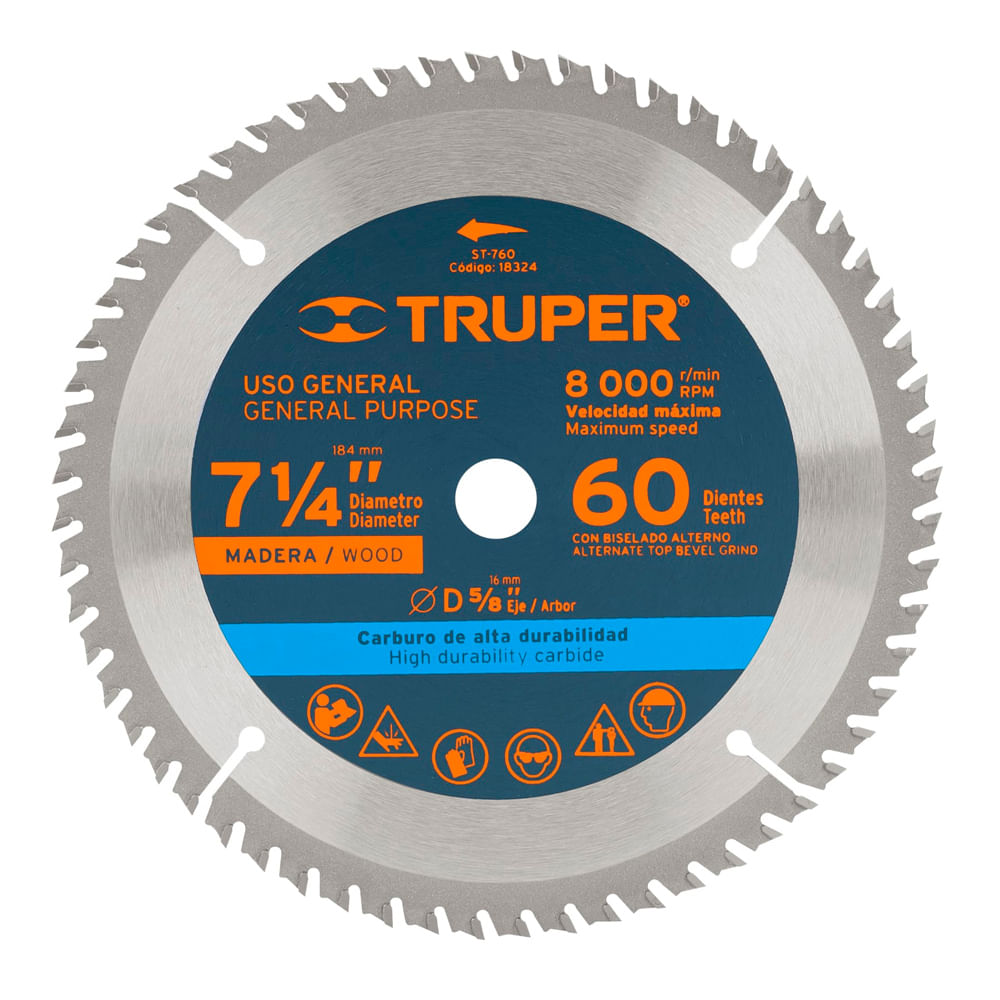 DISCO PARA MADERA 7.1/4'' 60TEEH TRUPER 18324