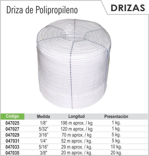 DRIZA BLANCO 3/16 XMT