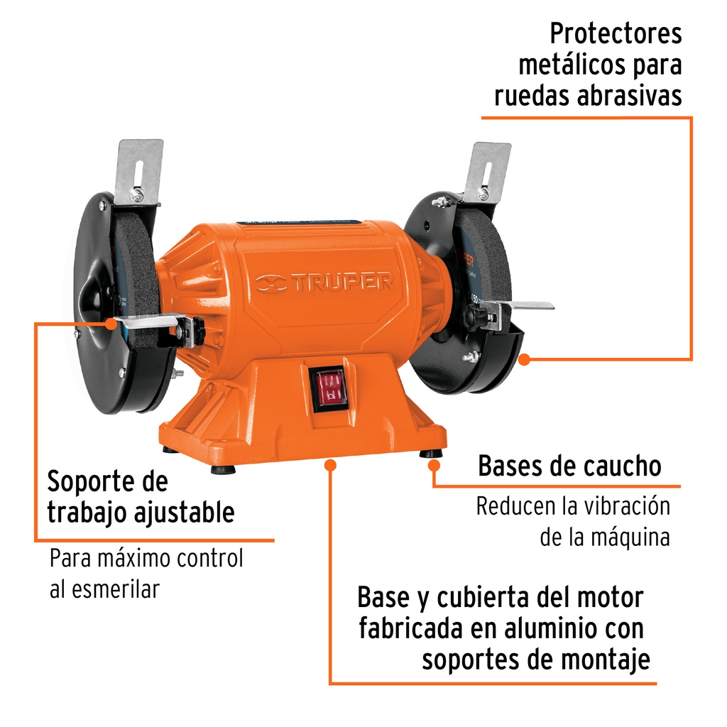 ESMERIL DE BANCO 6" 1/2HP TRUPER