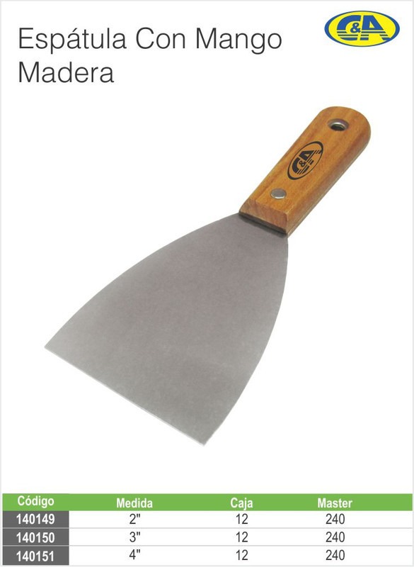 ESPATULA MANGO MADERA 4P C&A