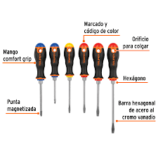 DESARMADOR TRUPER 6 PIEZAS M/GOMA CONFOR 14138