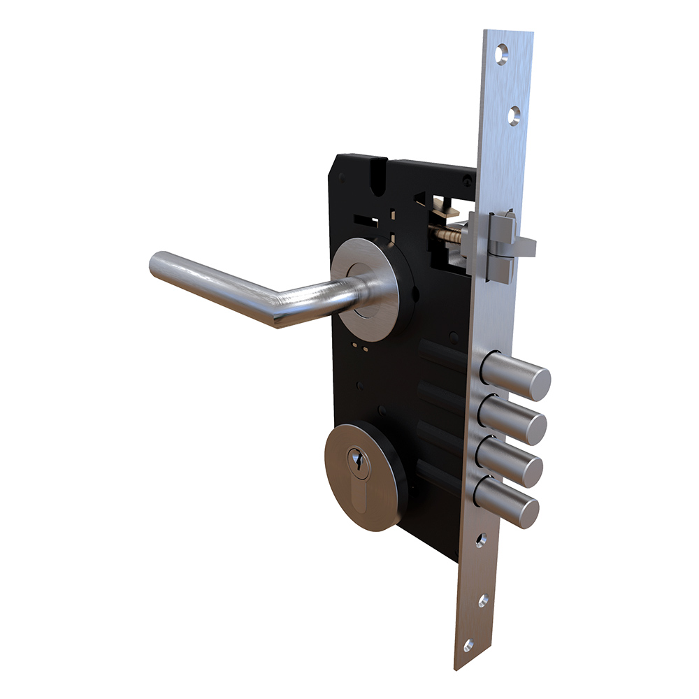 CERRADURA DE EMBUTIR ACERO INOX MULTIPUNTO X45 INVERTIBLE GALA TRAVEX CHAPA