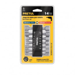 JUEGO DE DADOS P/TALADRO 14 PS PRETUL 12844