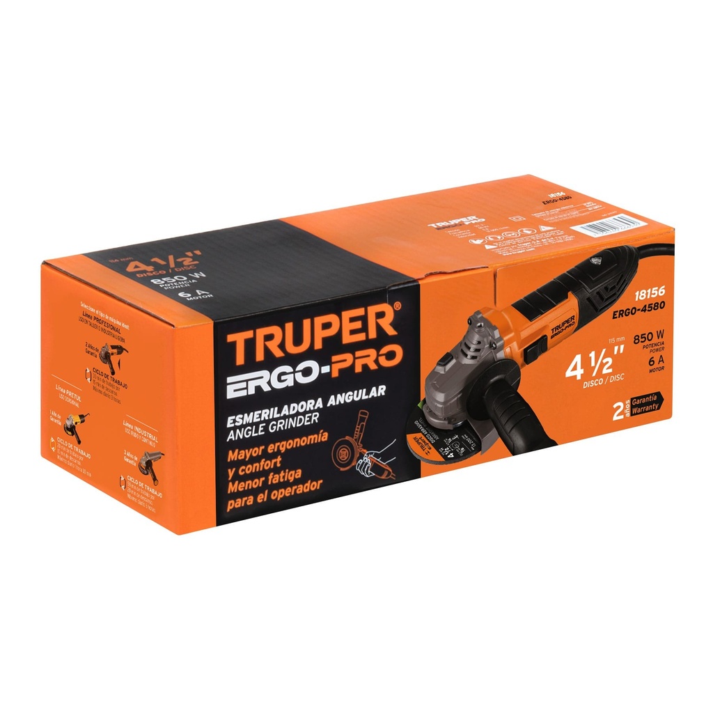 AMOLADORA TRUPER ERGO PRO 4.1/2 850W 100735