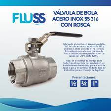 LLAVE DE PASO FLUSS 1/2 ACERO INOX PESADO