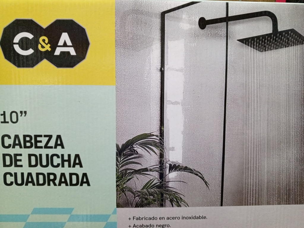 BRAZO DE DUCHA 10'' NEGRO CUADRADO C&A