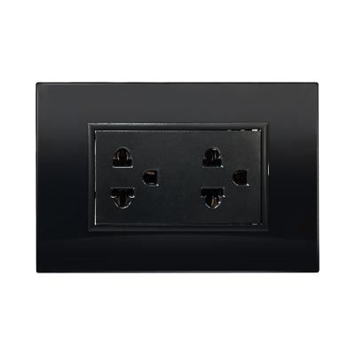 TOMA DOBLE PUNTO TIERRA NEGRO ELEGANT HOME LIGHT NUEVO
