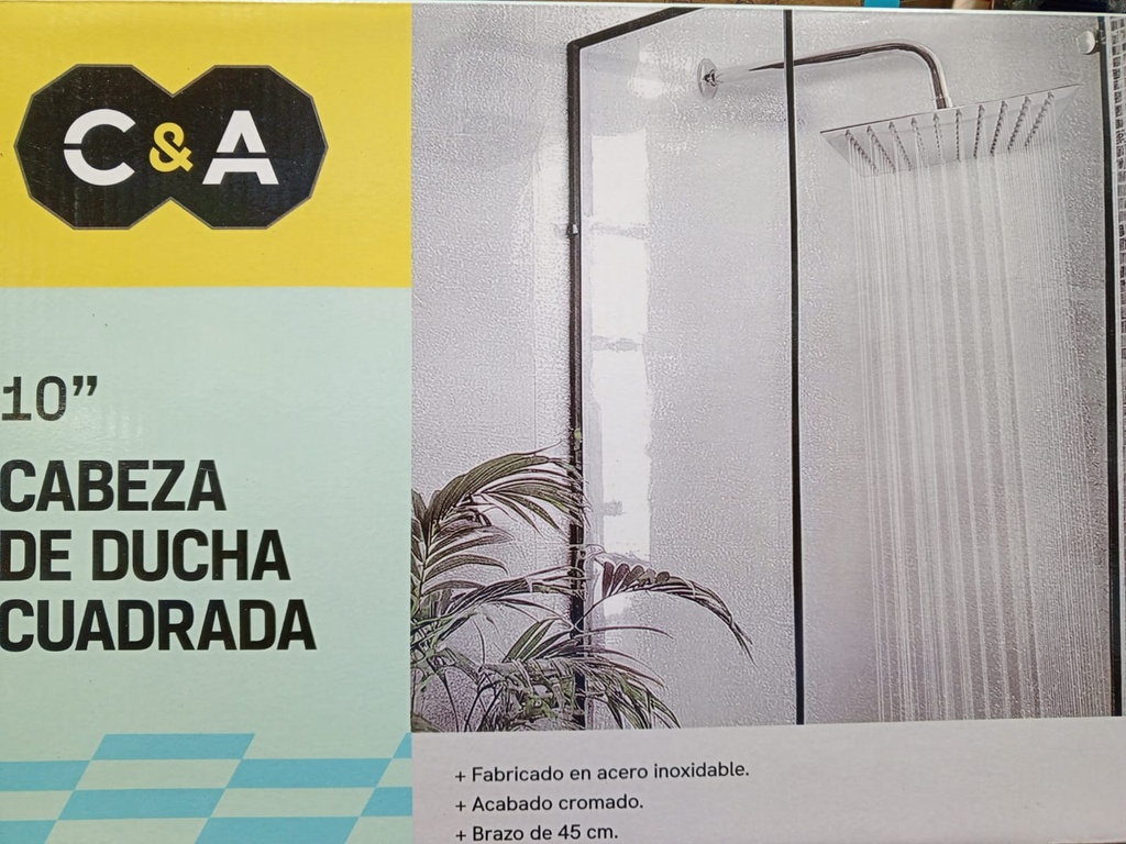 BRAZO DE DUCHA 10'' INOX CUADRADO C&A