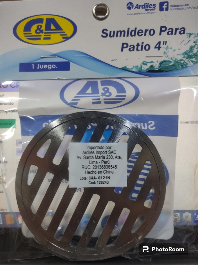 SUMIDERO CROMADO 4'' C&A PESADO
