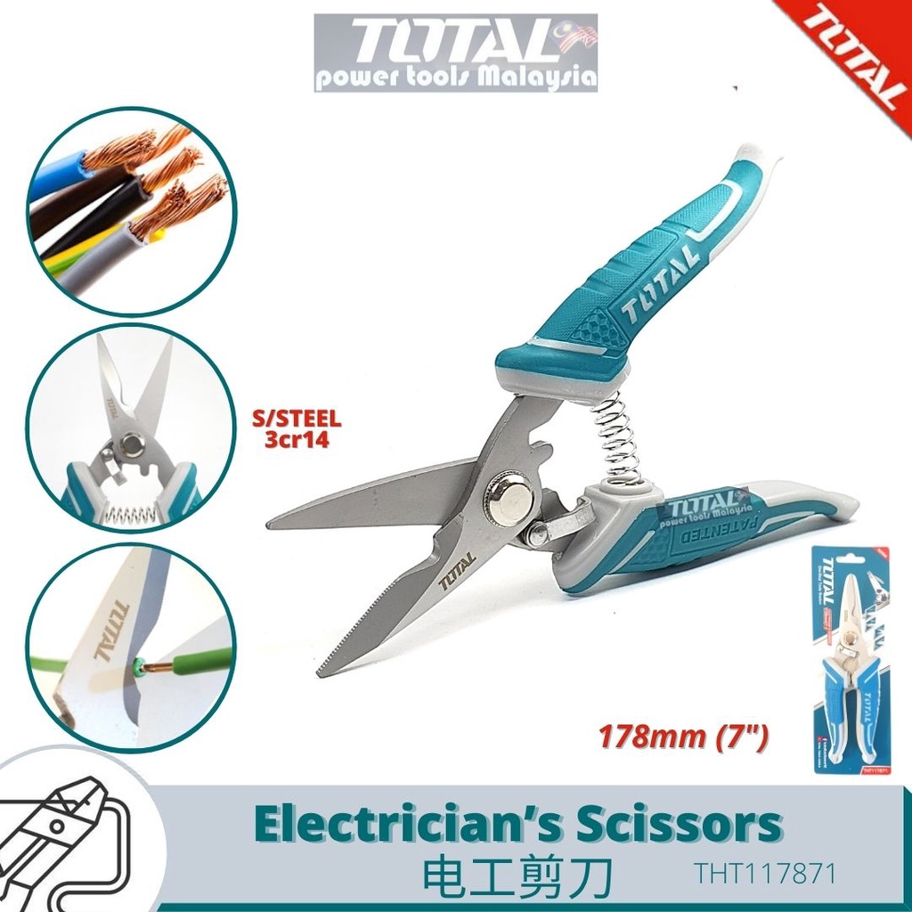 TIJERA PELA CABLE ELECTRICISTA 7'' TOTAL THT117871