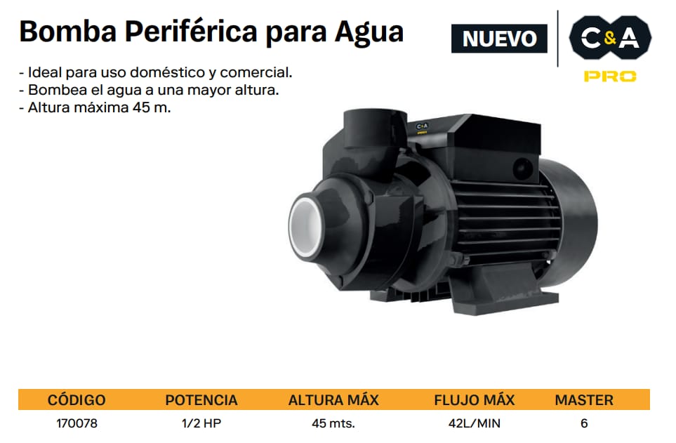 BOMBA C&A PRO 0.5 HP PERIFERICA