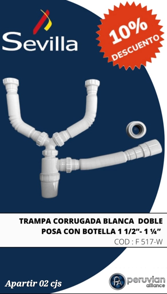 TRAMPA CORRUGADO C/BOTELLA DOBLE POSA 1.1/2 SEVILLA