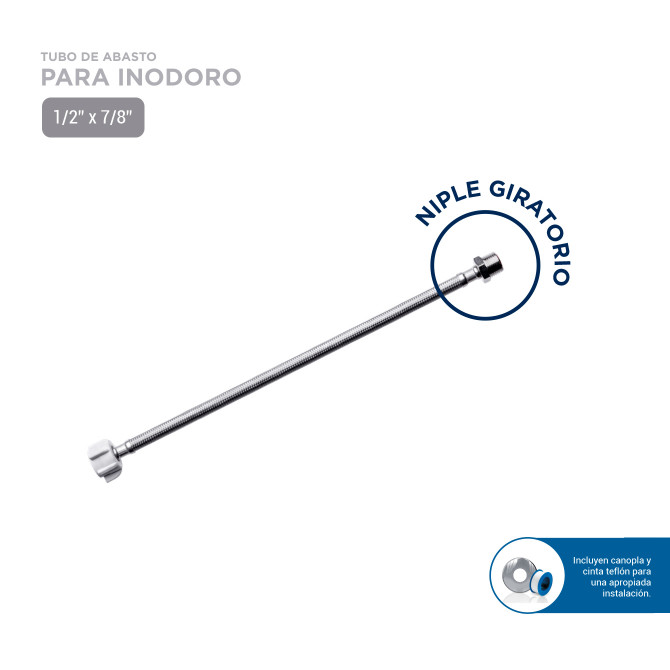 TUBO DE ABASTO 7/8 X 40 ACERO INOX VAINSA V27001000