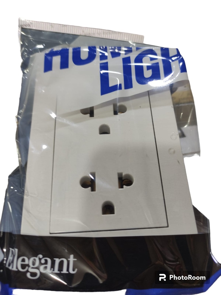 TOMA DOBLE BLANCO PUNTO TIERRA ELEGANT HOME LIGHT NUEVO