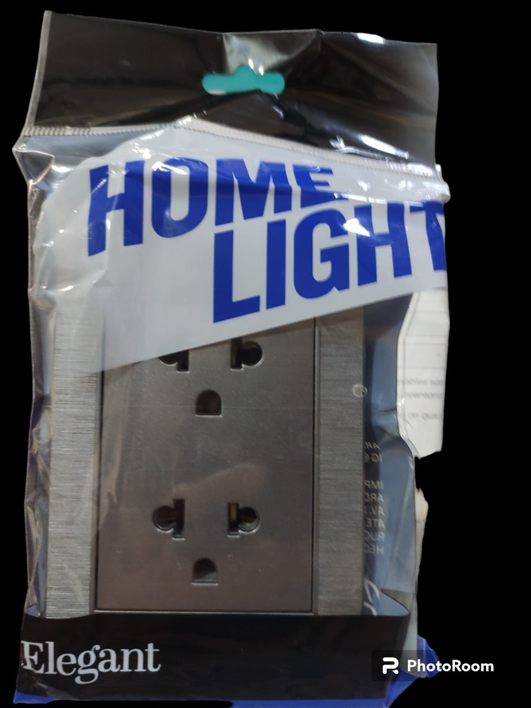 TOMA DOBLE PUNTO TIERRA GRIS ELEGANT HOME LIGHT NUEVO