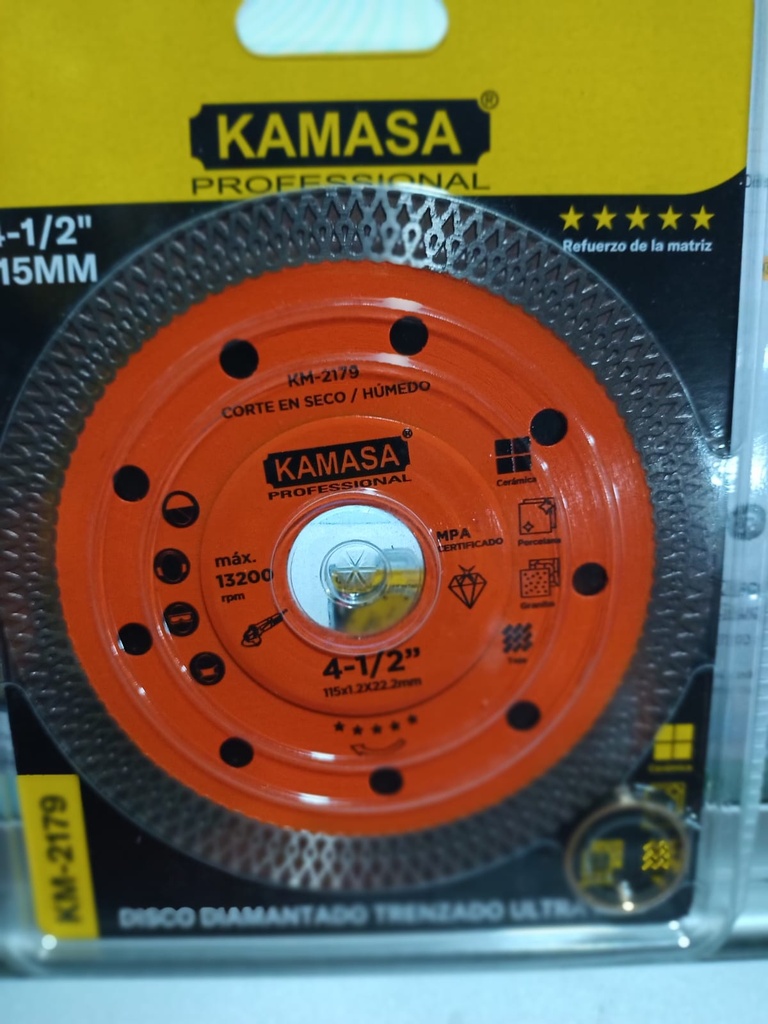 DISCO DIAMANTADO 4.1/2 ULTRA FINO NARANJA KM2179  KAMASA