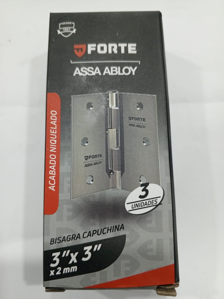 BISAGRA FORTE 3X3 CAPUCHINA ACERO 3PS CAJA