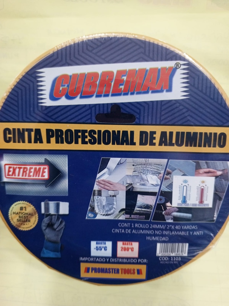 CINTA PROFESIONAL ALUMINIO 2X40 yardas EXTREME CUBREMAX 1203
