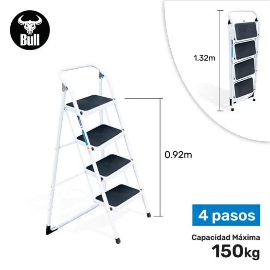 ESCALERA TIJERA 4 PASOS ACERO 150KL WERKEN