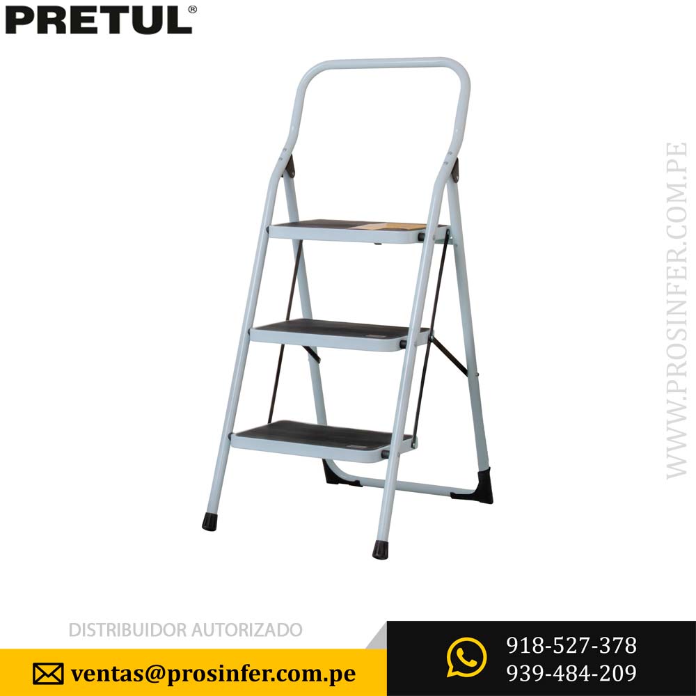 ESCALERA TIJERA 3 PASOS 90KL PRETUL