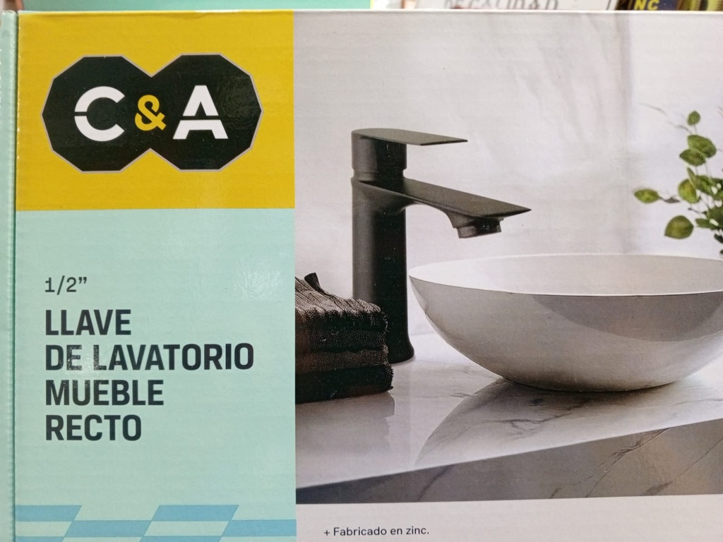 LLAVE LAVATORIO NEGRO TIPO F-15CM RECTO PESADO C&A