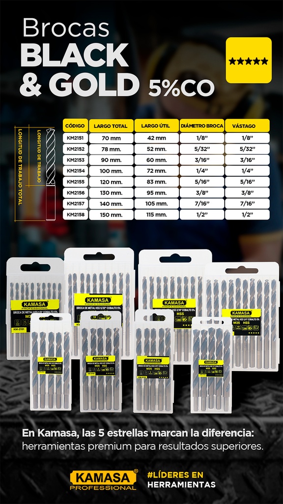 BROCA COBALTO 5% HSS 1/8 KAMASA