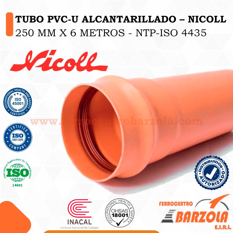 TUBO NARANJA 6'' SERIE 25 NICOLL + ANILLO