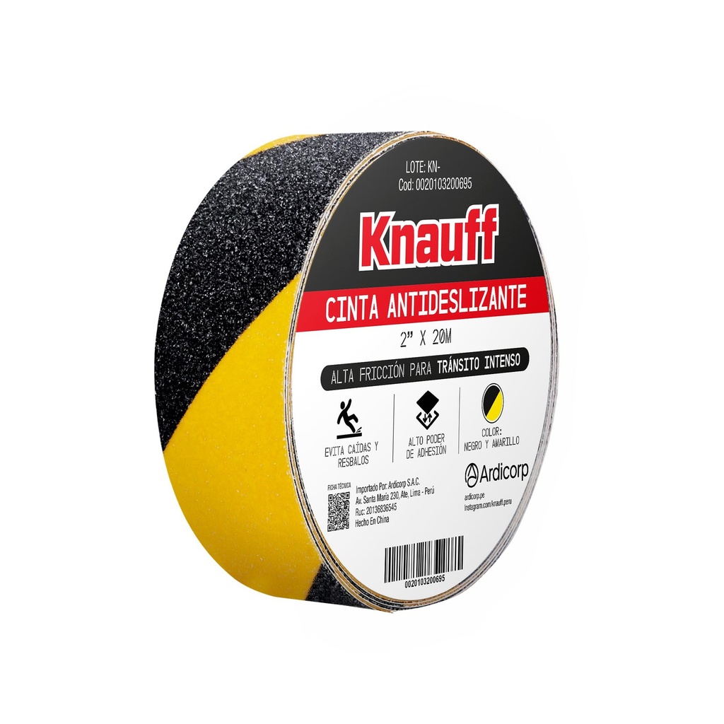 CINTA ANTIDERRAPANTE 2"X20M AMARILLO Y NEGRO KNAUFF