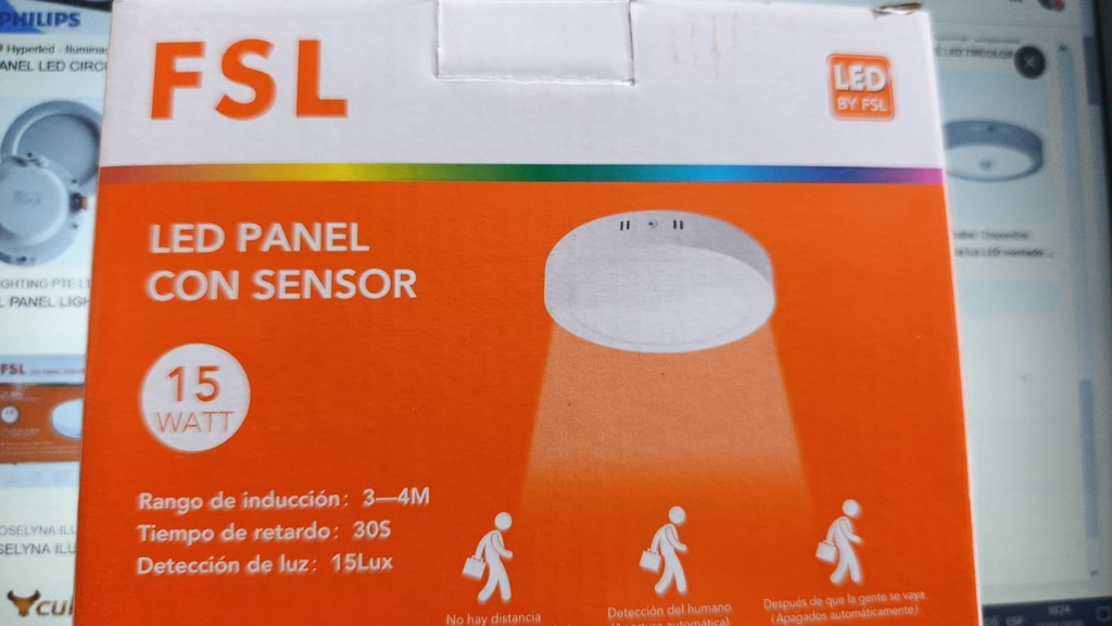 PANEL LED REDONDO CON SENSOR 15 WT LUZ BLANCA FSL