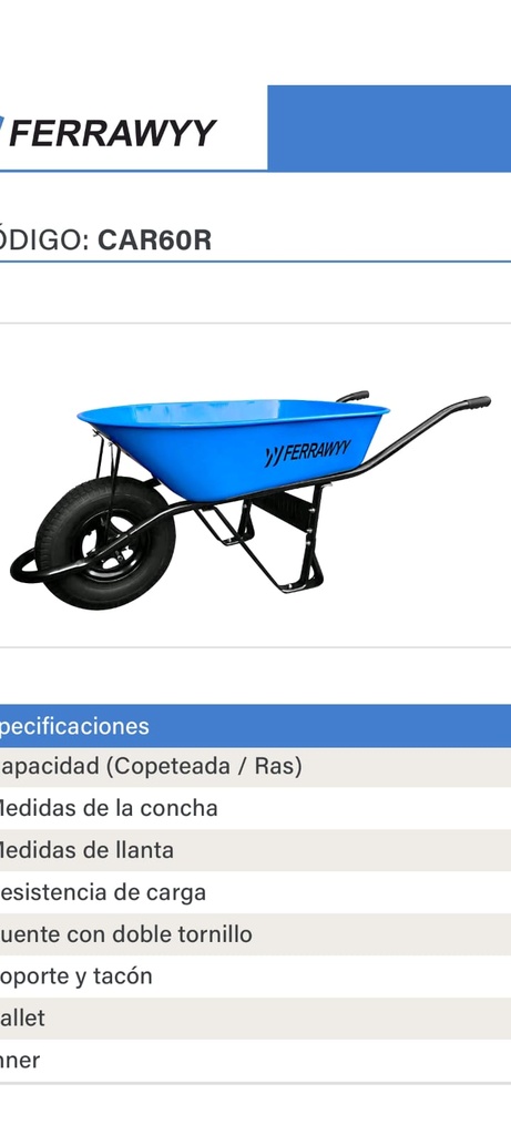 CARRETILLA FWYY AZUL  5.5 156L LLANTA REFORZADA