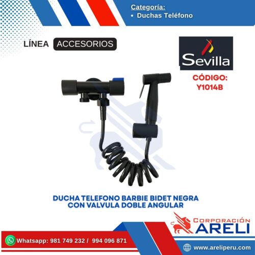 DUCHA TELEFONO NEGRO CON VALVULA DOBLE SEVILLA Y1014B