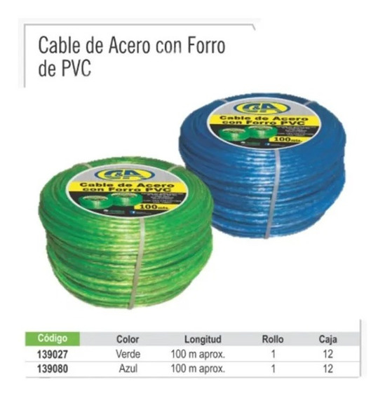 CABLE DE ACERO CON FORRO VERDE xMT C&A