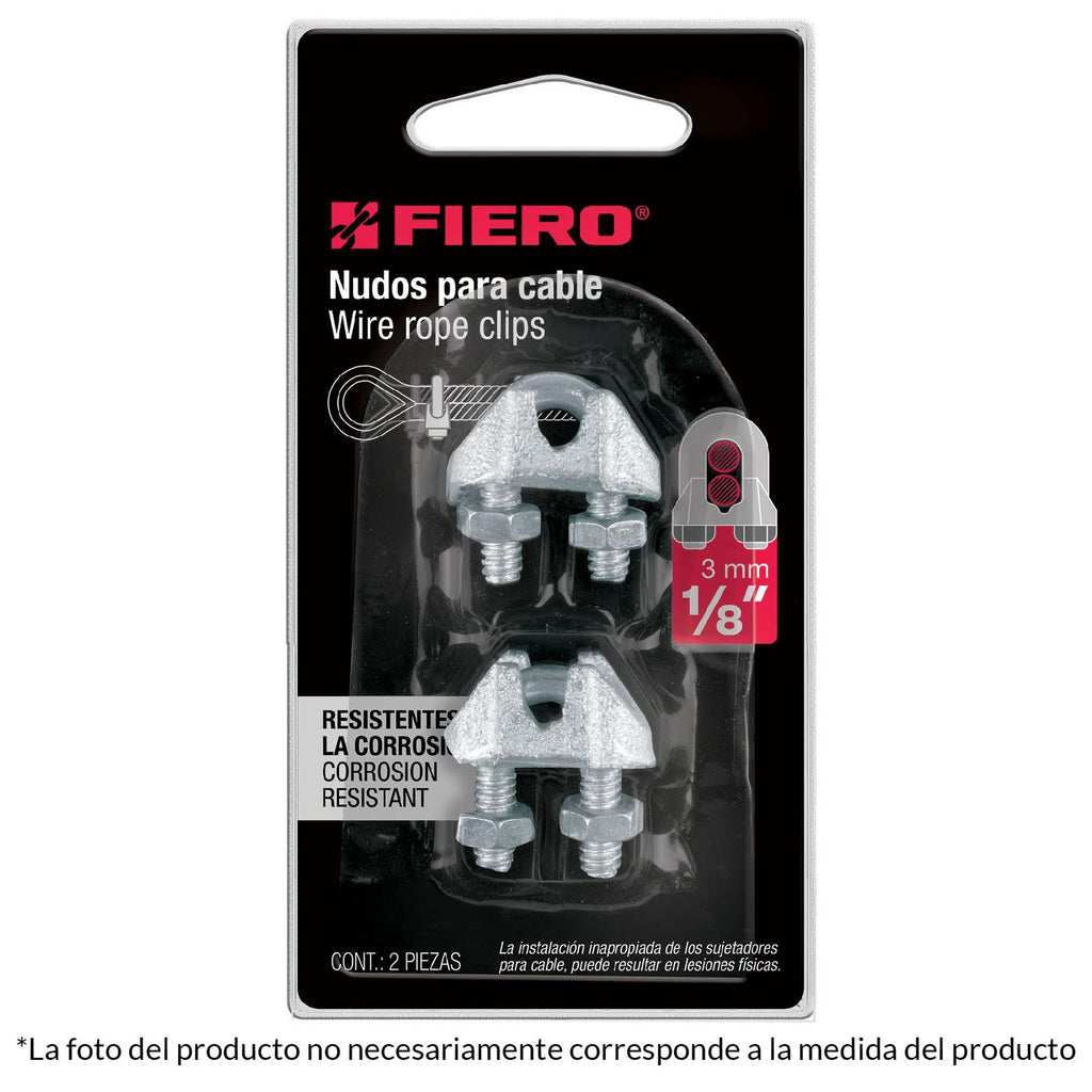 CANDADO PARA CABLE DE ACERO 1/8 BLISTER FIERO 2 UN GRAPA 44082